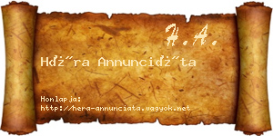 Héra Annunciáta névjegykártya
